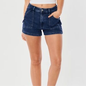 hollister cargo dark wash jean shorts